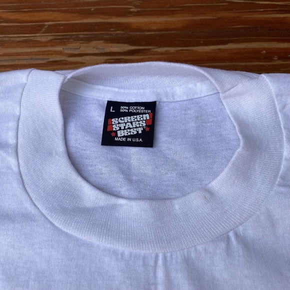 Size L NOS 90s 1991 Michael Jordan National News Paper Photo T-Shirt - Picture 3 of 6